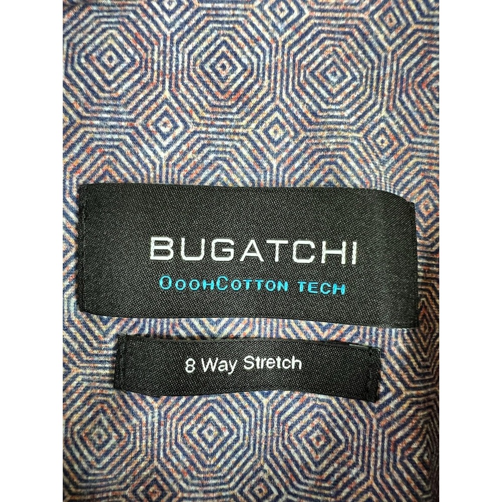 Bugatchi 8 Way Stretch Shirt Mens Large Purple Geometric SS OoohCotton Button Up - Picture 4 of 9